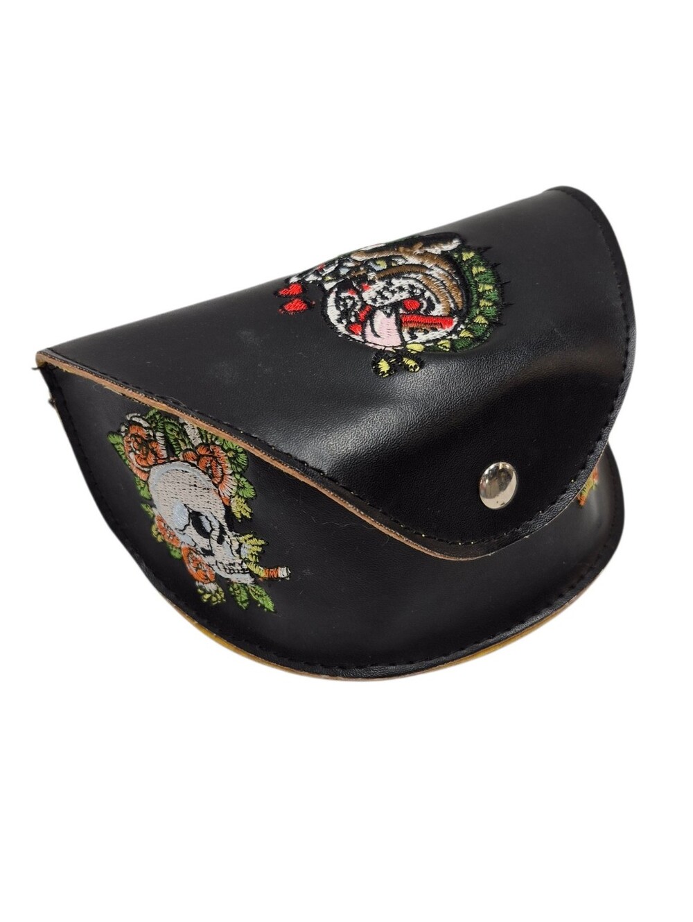 Ed Hardy Glasses Case Black Embroidered Skull Floral
